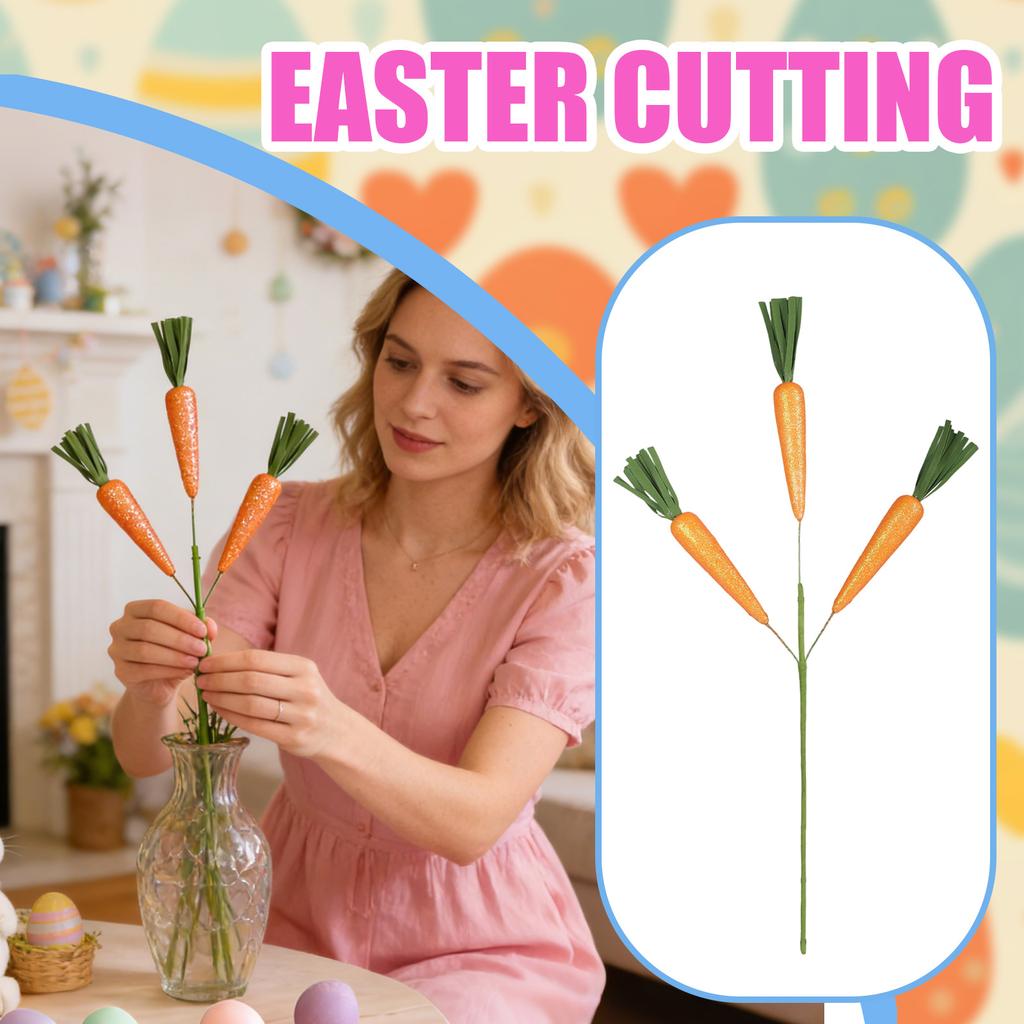 Easter Carrot Stem Decoration Set, Suitable For Easter Spring Home And Table Decorations.