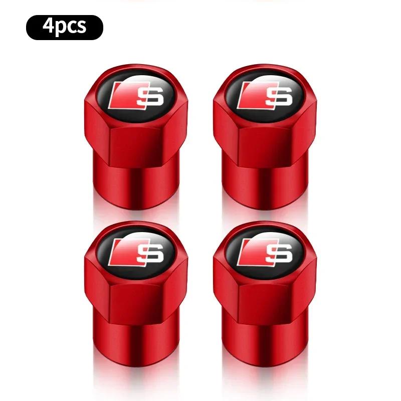 4 Pièces Bouchons de Valve de Pneu en Aluminium Bouchons Gonfleur de Pneu de Voiture Accessoires Style Pour Q5 C7 C6 C5 Q3 Q5 Q7 TT A1 A3 A4 A5 A6 A7 A8