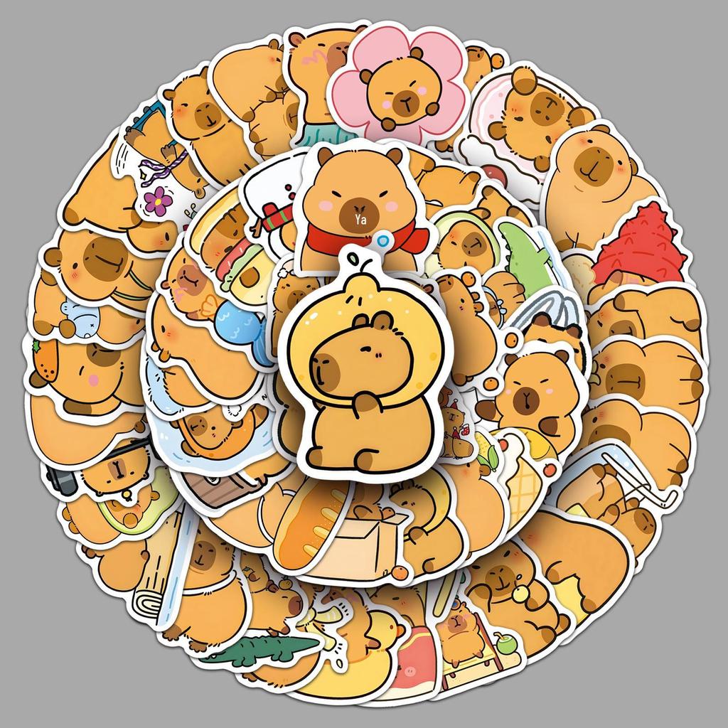 50 High-Definition Cute Capybara Stickers for Journals, DIY Decor, Fridge, Guitar, and Stationery