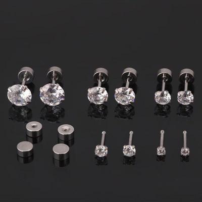 Boucles d'oreilles clous Super Flash Acier Titane: Zircon, Doux pour le sommeil, Conception à vis à fond plat pour le soin des oreilles et l'empilage.