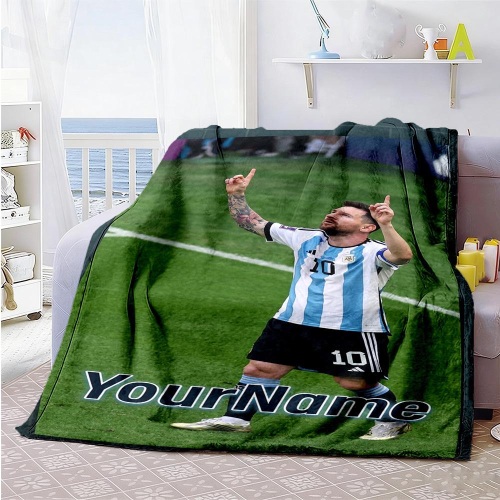Messi 175 Customize Your Name Blanket Throw Personalized Blanket Warmthful Decor Suitable for Couch Nap Bed Sofa Four Seasons Universal