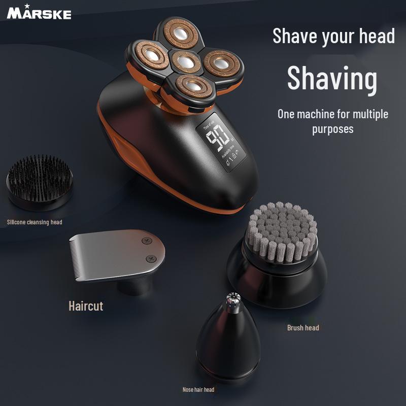 Five-in-One Rechargeable Waterproof Bald Head & Beard Shaver Multi-Function 5-in-1 Razor