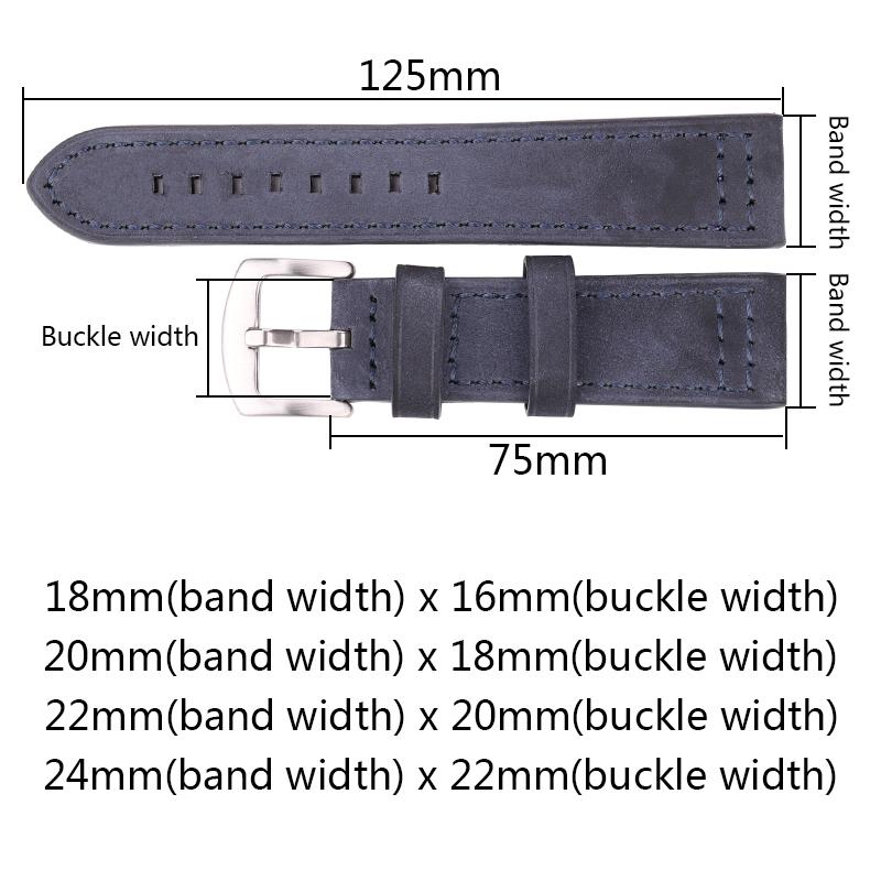 Watchband Genuine Leather Watch Band Strap Quick Release Vintage Watchband Metal Buckle Wristband Belt Accessories 18mm 20mm 22mm 24mm