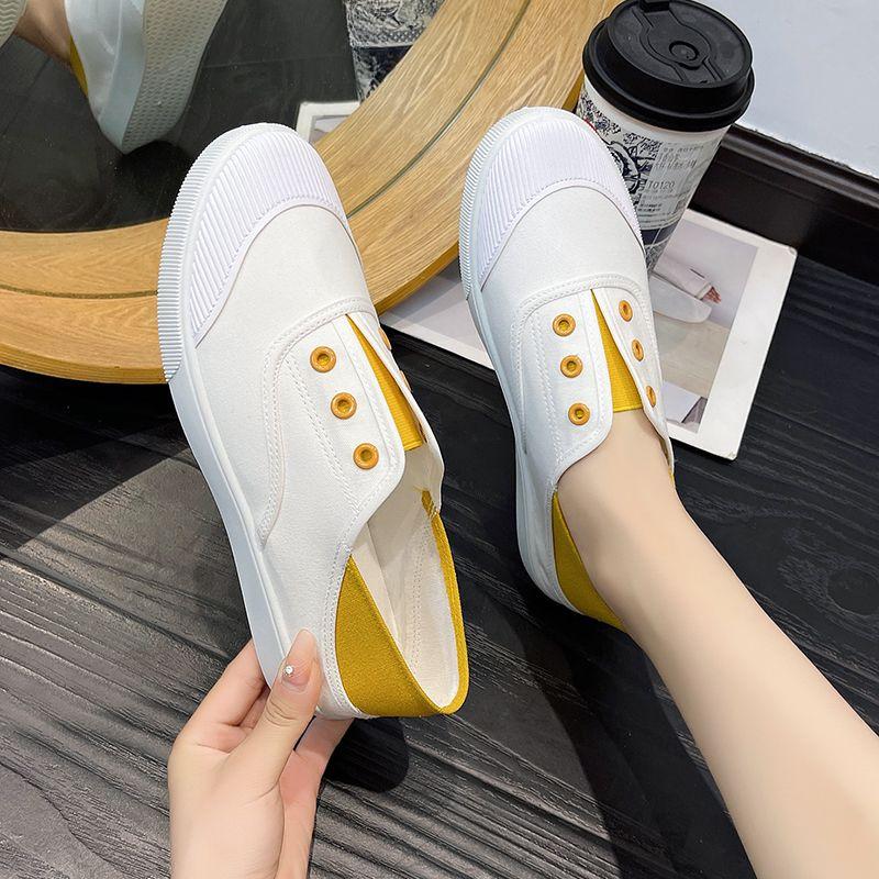 Summer Light Canvas Shoes for Women Casual Flat Slip On Woman Footwear New In Offers Fashion Trends 2025 Cheap Vulcanized Shoe