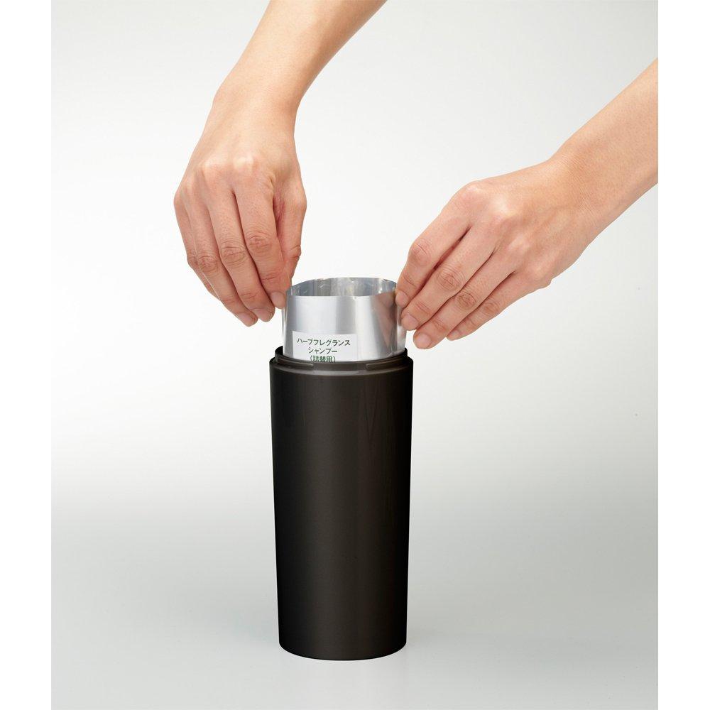 Yamazaki Jitsugyo Dispenser Set of 3 Round Bottle Refill Container Black 500ml Each Bag Pump Shampoo Conditioner Body Soap 2929 2931 2933