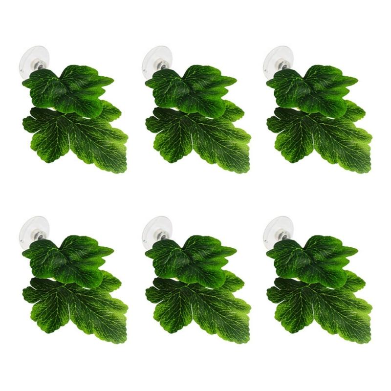 Artificial Leaves Aquariums Decoration 6PCS Suction Cup Hammock Bed, Betta Tanks Habitats Decors for Fish Shrimp Shelter and Spawning
