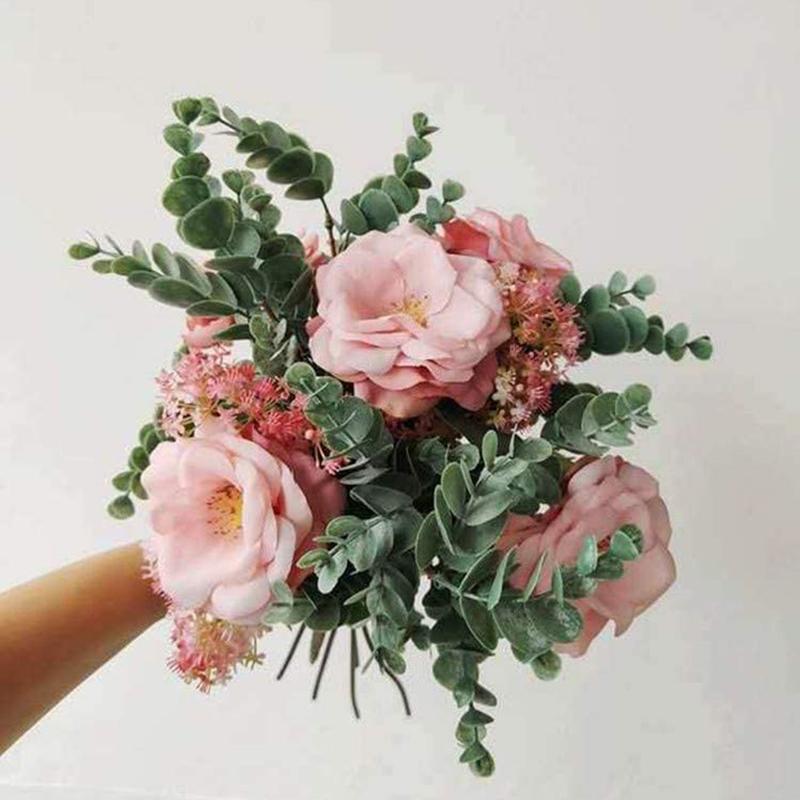 

M-Modern-20Pcs Artificial Eucalyptus Stems Leaves Fake Gray Green Eucalyptuses Plant Branches Faux Greenery Stems For Wedding