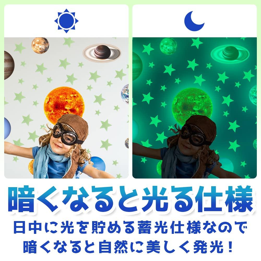 Glow-in-the-dark sticker, solar system wall sticker, solar system, for kids' room (small planet)