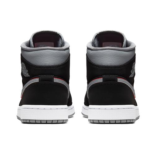 New JORDAN 1 Mid Black Particle Grey Gym Red 554724-060