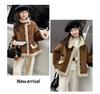 Girls' Fashionable Faux Fur and Leather One-Piece Winter Coat with Cotton-Padded Jacket for Autumn 2025