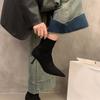 High Heel Pointed Brown Suede Skinny Boots Short Boots Women'S Shoes Autumn And Winter Fleece French Small Ankle Boots