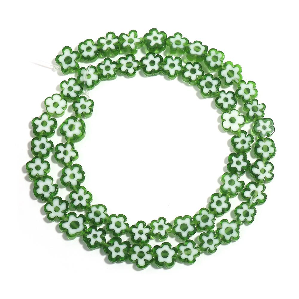 1 Strand Colorful Thousand Flower Lampwork Beads Flat Plum Blossom Loose Beads DIY Handmade Crafts Bracelet Jewelry Accessories