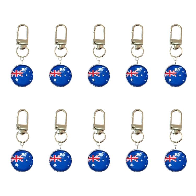 10PCS/Lot Trend Football Keychains Feature Bright Country Flags Rustproof Alloy And Glass Backpacks Decoration