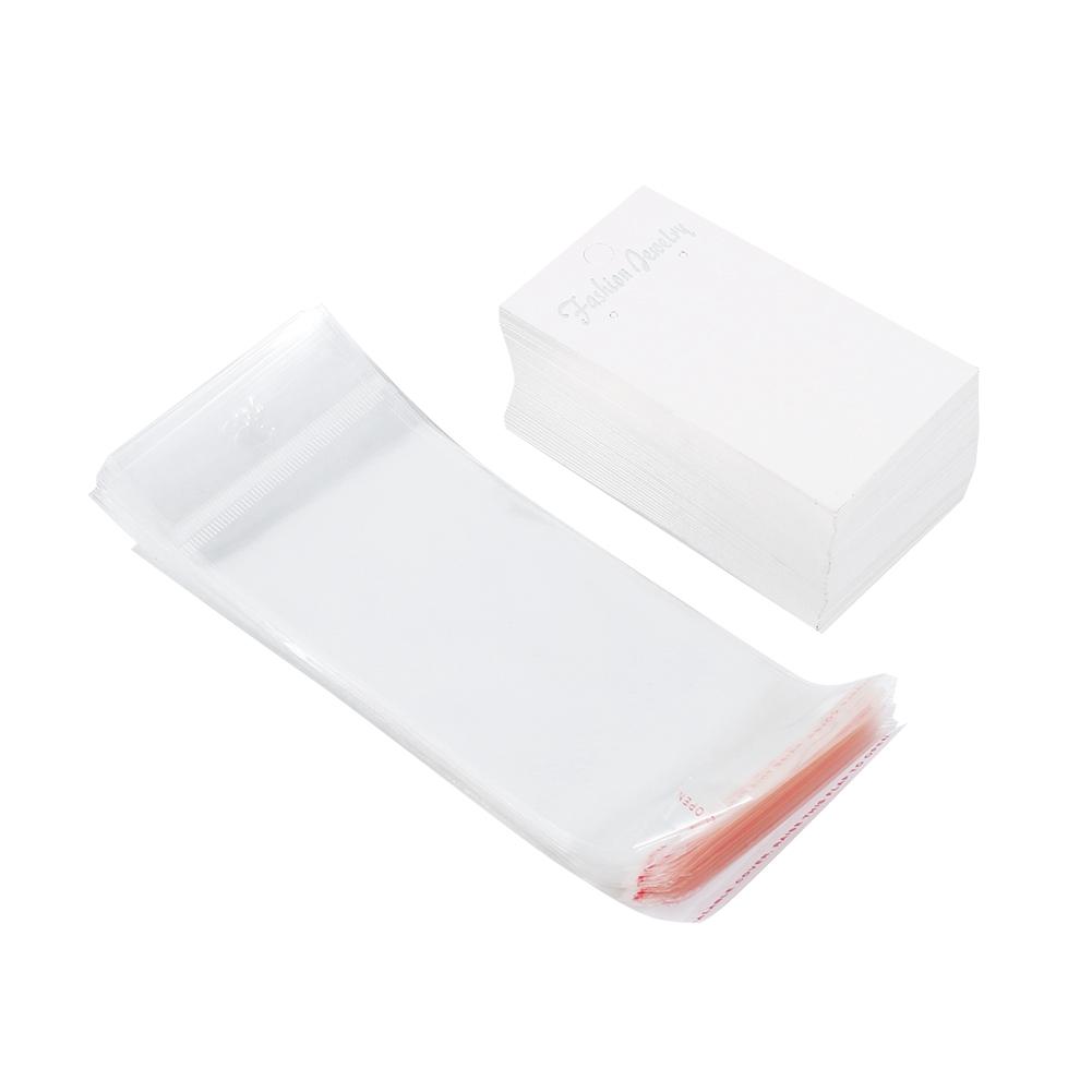

100pcs White Earring Display Cards With Self Adhesive Bags