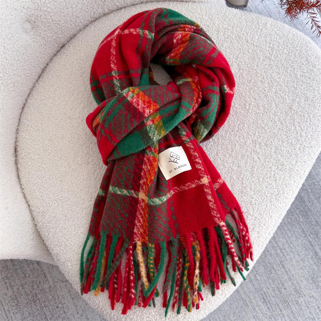 Luxury Plaid Scarf Winter Warm Cashmere Women Long Pashmina Foulard Female Scarves Lady Tassel Shawl Wraps Design New