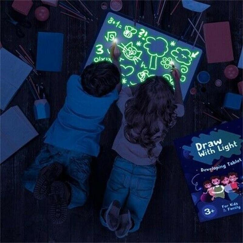 Hot Small Size Luminous Magic Drawing Board Light In Dark Children Kids Paint Toy Diy Educaitonal Boy Girl Educational Toys