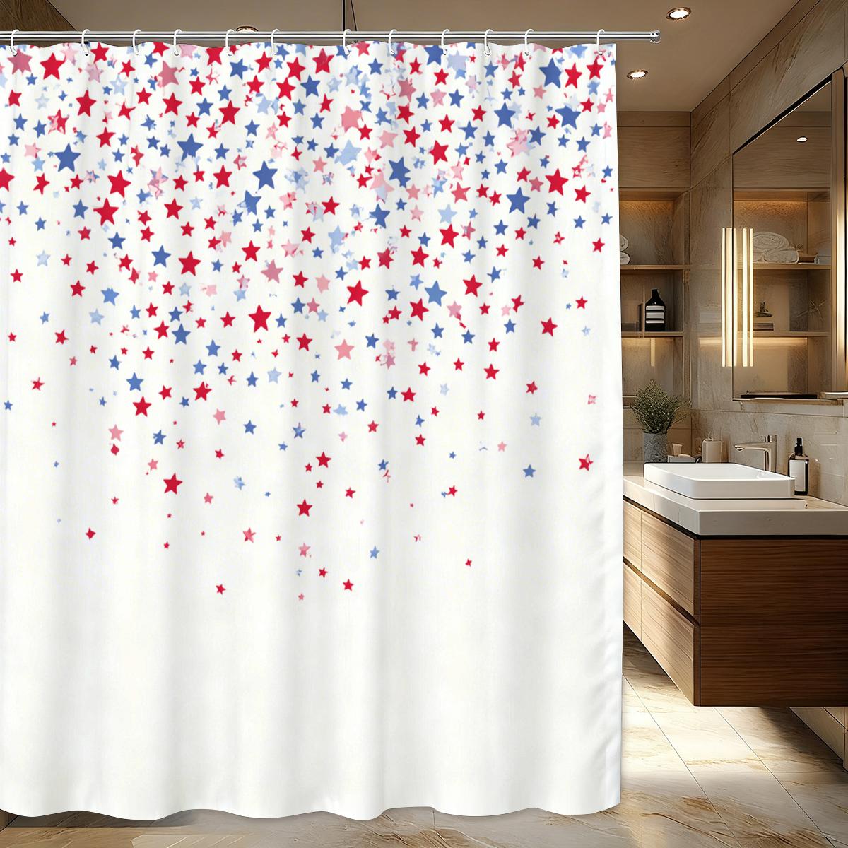 

Sparkling Star Pattern Polyester Shower Curtain - Stylish Bathroom Decor, Fashionable Bath Polyester For Home Bathroom Space W60H190(CM)-1 Pcs