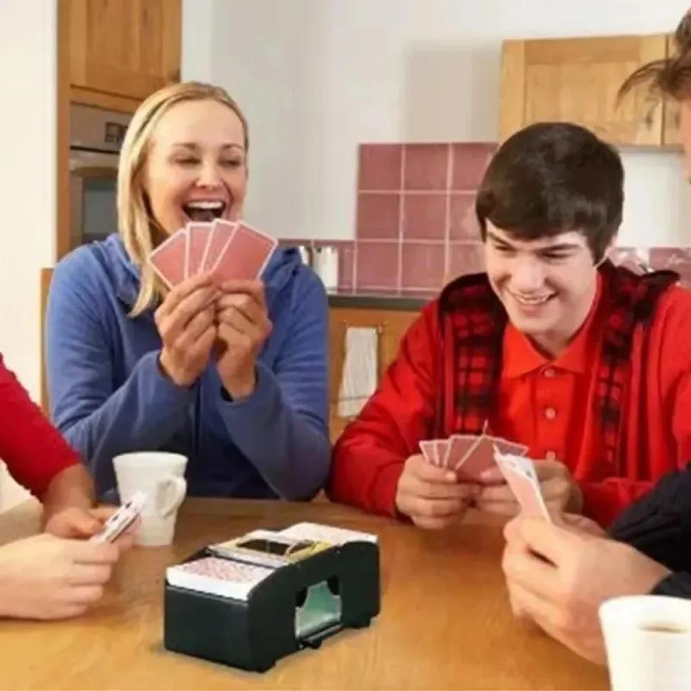Automatic Poker Card Shuffler Board Games Battery Operated Playing Cards for Shuffle 2 Deck Automatic Hand Crank Home Card Games