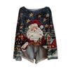 ZJW One-Shoulder 3D Christmas Pullover Sweater