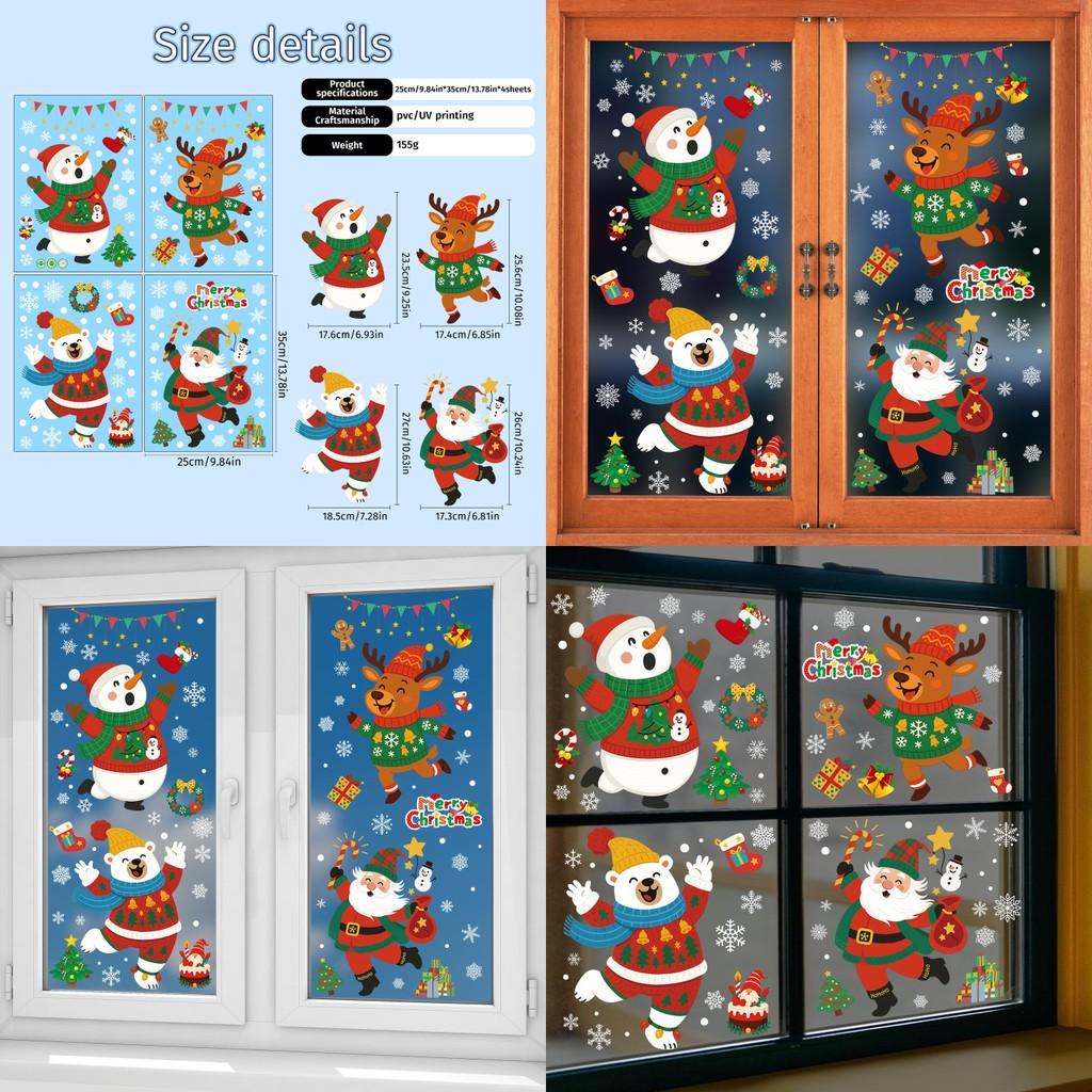 Christmas Decorations Window Pvc Static Sticker Arctic Bear Santa Claus Reindeer