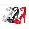 15Cm Wind Fashion Thick-soled High-heeled Rhinestone Waterproof Table Fine-heeled Crystal Women's Sandals