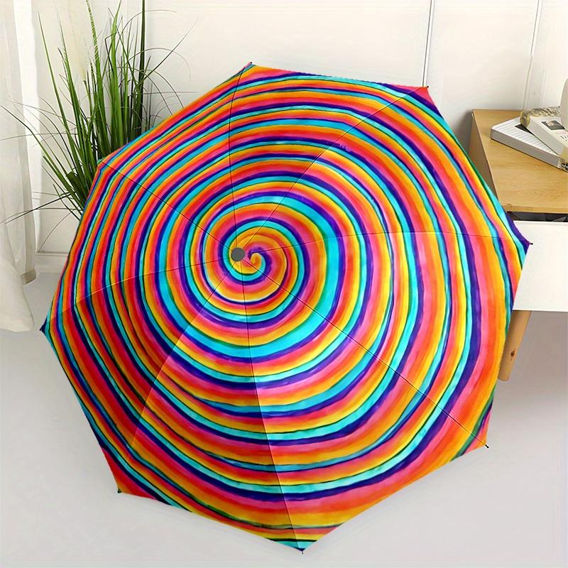 1pc Colorful Spiral Pattern Automatic Open/Close Umbrella, Ideal Fan Gift for Birthday, Christmas, Outdoor Essentials, Trendy Fashion Yy250828005