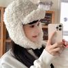 Winter Student Cycling Windproof Lei Feng Hat, Japanese Solid Color Versatile Lamb Wool Thermal Ear Hat Children