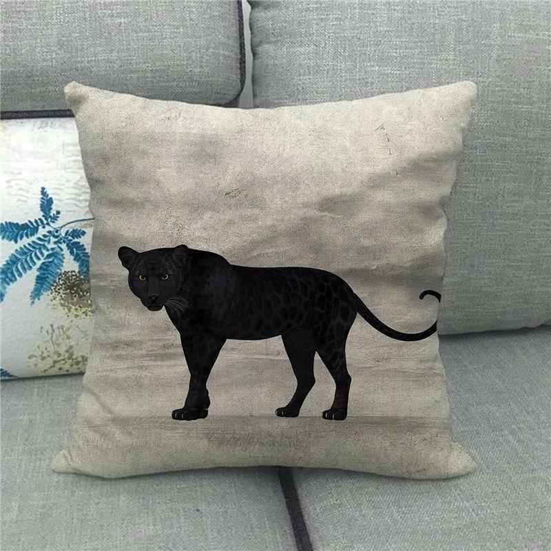 Fierce Wolf Wildlife Oil Painting Digital Printing Short Plush Pillow Covers For Car Sofa Office Cushion Cover Home Goods