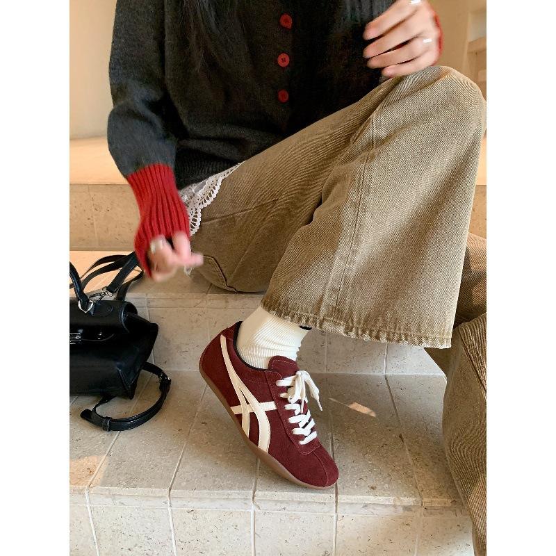 Kuskinn~ innvendig høydeøkning 5cm retro leopardtrykk tyske treningssko damesko 2025 nye Forrest Gump-sko boardsko fritidssportssko