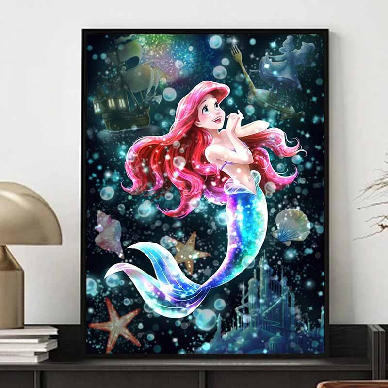 Disney diamond painting of Ariel from The Little Mermaid DIY gift suitable for living room bedroom office and home décor