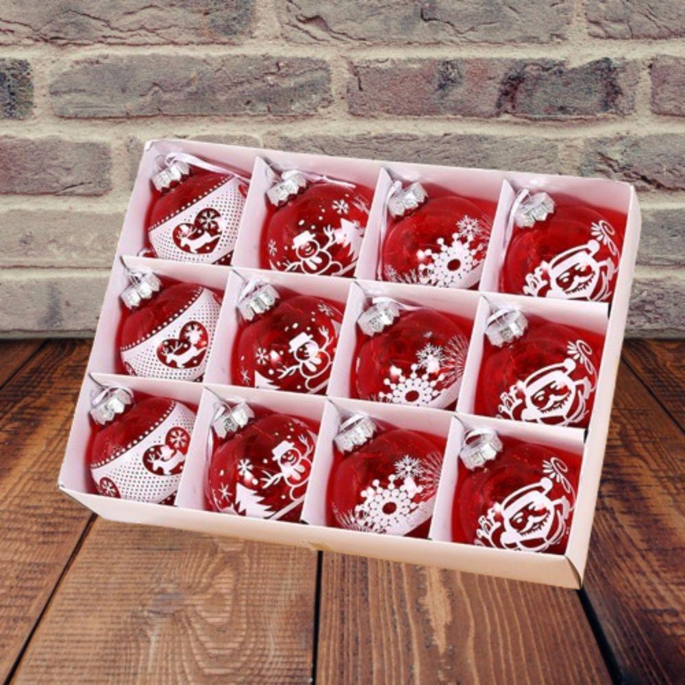 12PCS 8cm Electroplated Christmas Hanging Balls Shatterproof Xmas Tree Pendants  Party Favors