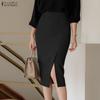 ZANZEA Women Elegant Casual Slit Hem Slim Short Skirts
