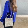 Coach Cally 17 Daisy Floral Print Coated Canvas And Pebble Leather Tote Bag Women Tote Bags Khaki C3599-IMOTV