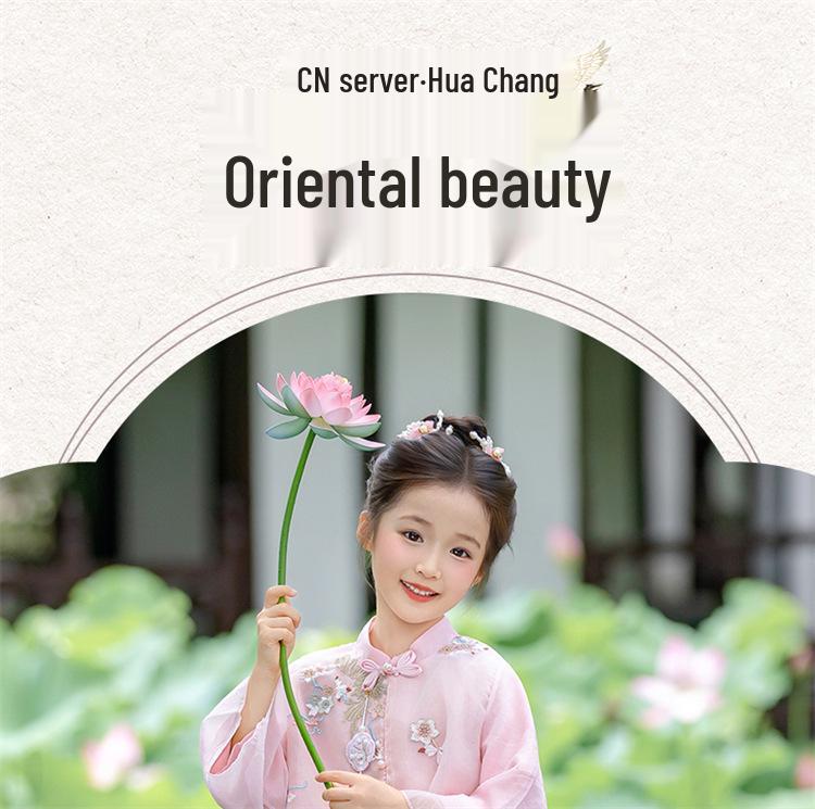 Set Hanfu cu mâneci lungi pentru fete - Stil antic pentru primăvara și toamna 2025, Nou stil național chinezesc din două piese, top și pantaloni.