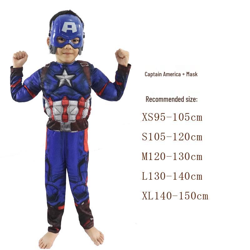 

Детский мускулистый костюм супергероя: Железный Человек, Халк, Бэтмен и Капитан Америка Хэллоуинское издание Medium 120-130cm