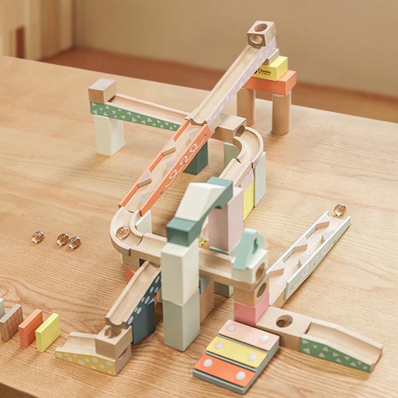 Kaisai Мраморная трасса Строительные блоки: Деревянная горка и развивающая игрушка-конструктор для детей