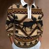Neues Herren Sweatshirt mit Reißverschluss, lässig, slim fit, Herren Poloshirt mit Streifen und Digitaldruck, lange Ärmel