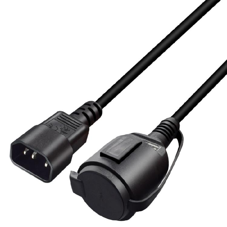 Black IEC320-C14 to EU4.8mm Adapter Cable Cord with Dustproof Cover Protectors