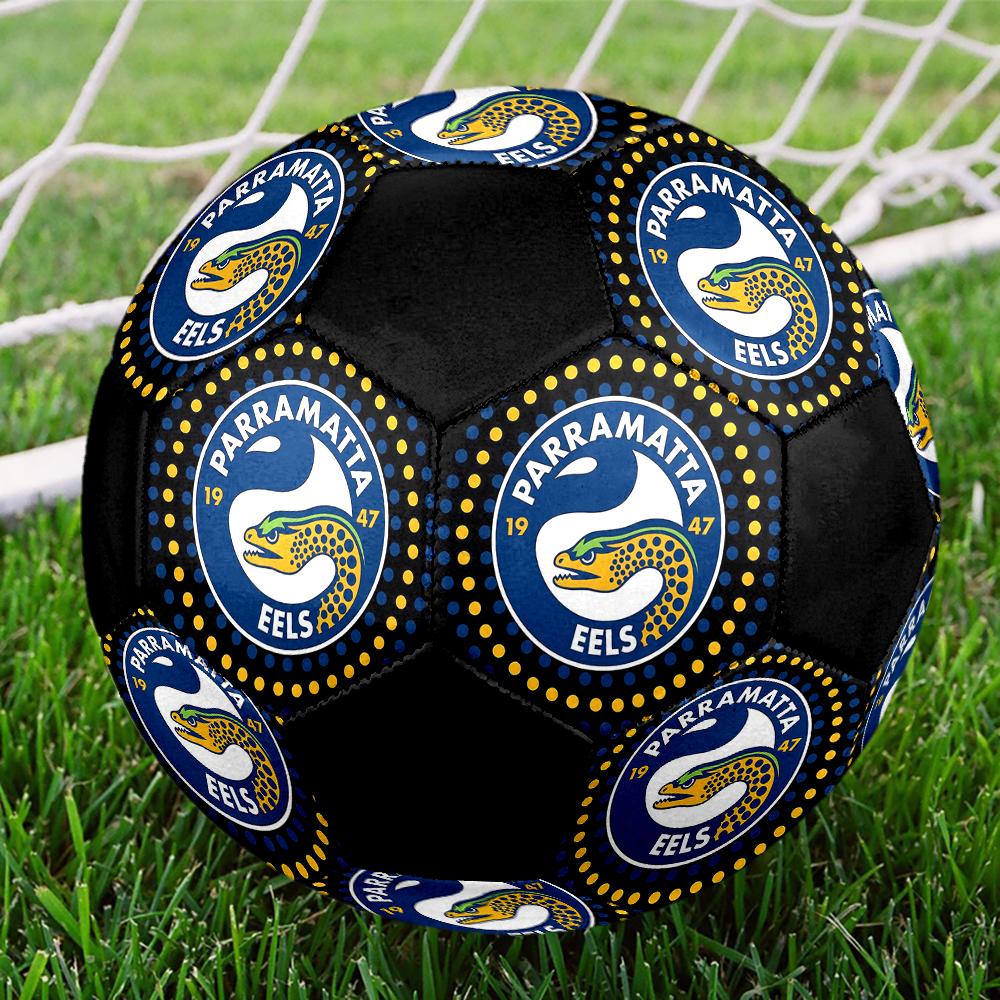 SIZE 5 Parramatta Eels Soccer Ball Colorful All Ages Machine Stitched PVC Competition Ready Durable High-Bounce