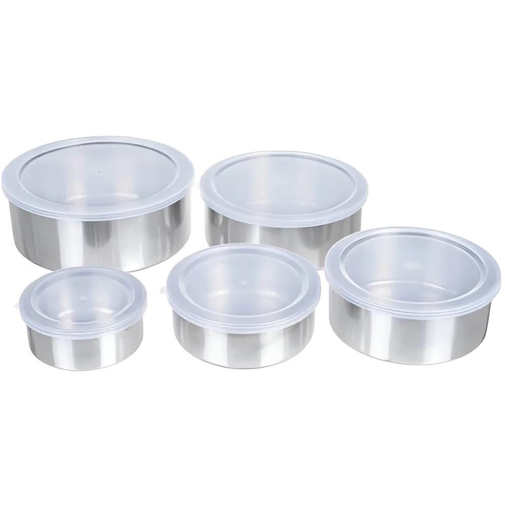 5-Piece Nesting Stainless-Steel Bowls and Lids Set