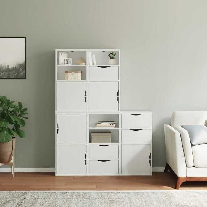 VidaXL Side Cabinets 5 Pcs ODDA White 40x24x79 Cm Solid Pine Wood, Cabinet, Buffet, Kitchen Storage Furniture, 3365357