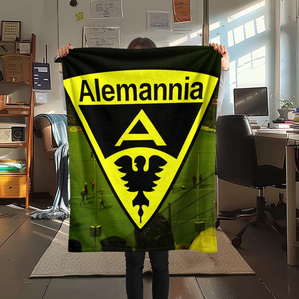Alemannia Aachen Pattern Flannel Blanket, High Quality Comfortable for All Seasons, Home Decor, Warmth and Comfort, Perfect for Gifts.