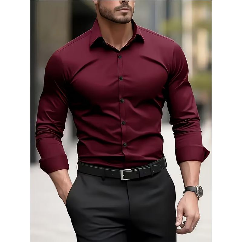 Camisa Masculina de Manga Longa para Verão Roupa Formal de Negócios Top Respirável Leve de Manga Longa para o Trabalho Diário