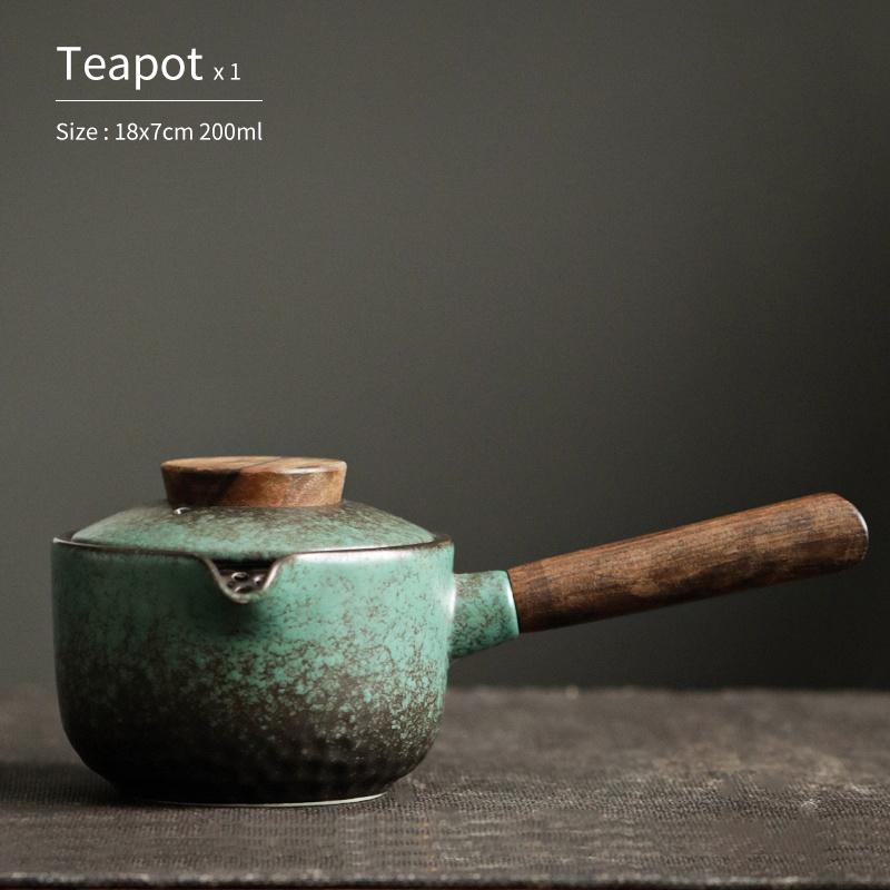 

Чайник из черной керамики с боковой ручкой 200 мл, креативный керамический набор для чая кунг-фу
