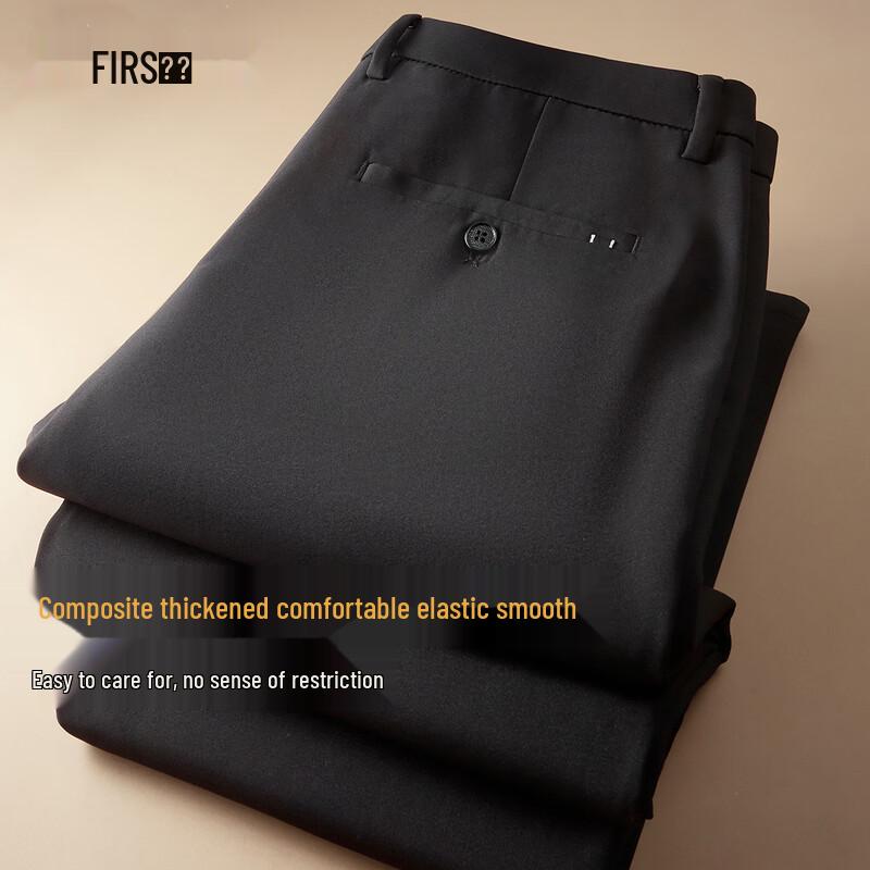 FIRS Men s Thickened Warm Business Casual Straight Trousers 35 180/92A