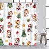 Funny Dinosaur Christmas Shower Curtains Cartoon Animals Snowman Xmas Tree Winter Kids Bath Curtain Set Fabric Bathroom Decor