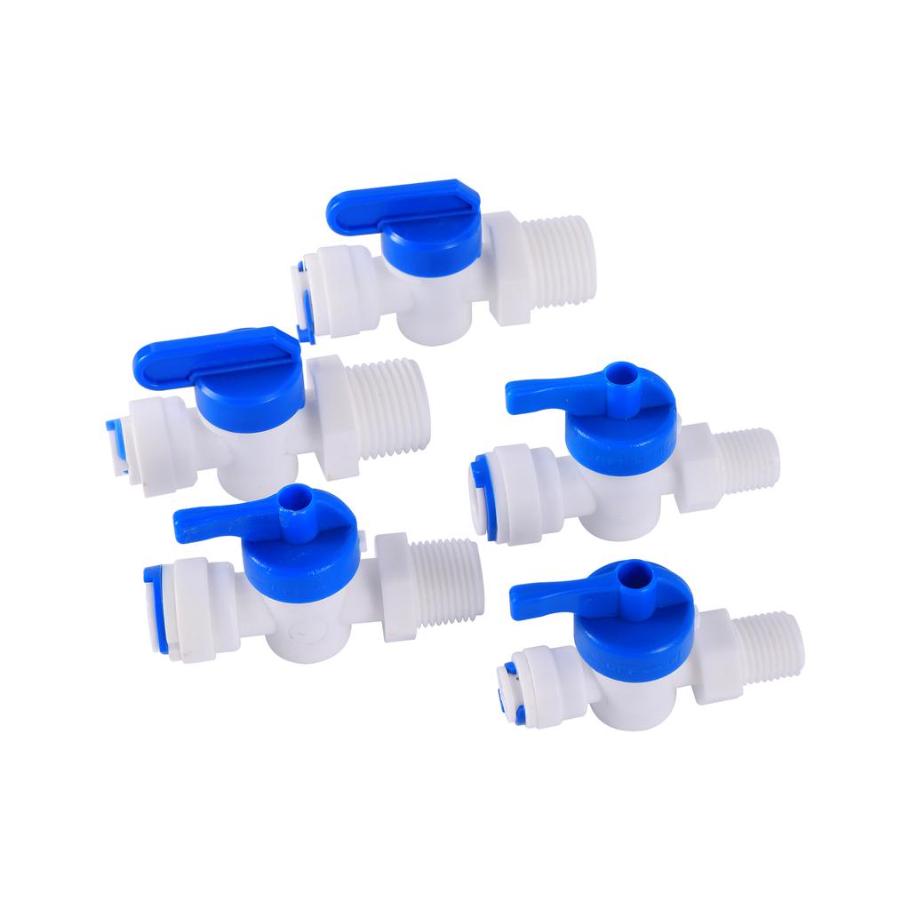 RO Water Straight 1/4" 3/8" OD Hose 1/4"BSP 1/2" Male Thread Quick Connect Fittings Plastic Ball Valve Reverse Osmosis Fitting