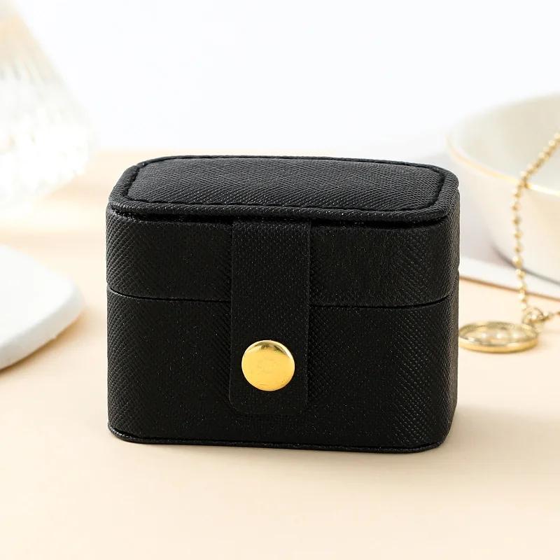 Mini Ring Box Portable Small Jewelry Organizer Display Travel Simple Mini Gift Case Boxes Leather Earring Necklace Holder