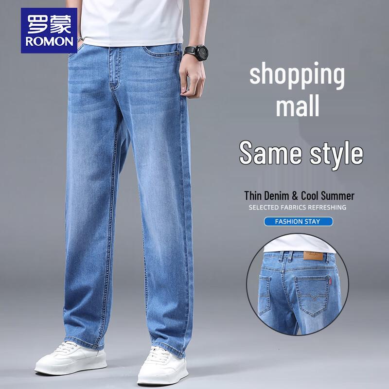 

ROMON Men s Summer Lightweight Straight-Leg Jeans 30