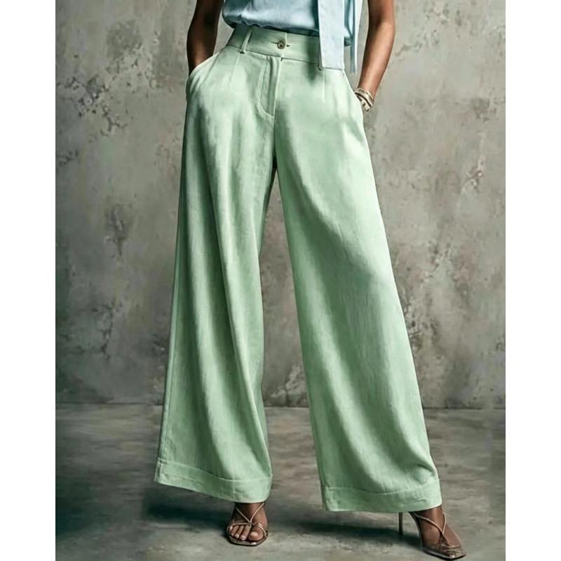 New Style Women's Solid-color Wide-leg High-waist Loose-fitting Slimming Casual Pants